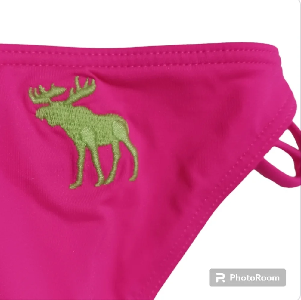 A&F Bikini Laser Cut Ruffle Top Side Tie Cheeky Bottom